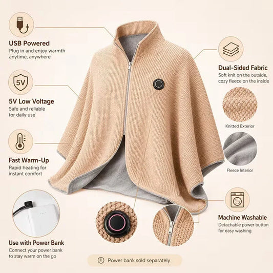 CozyWrap™ Portable Heated Blanket Shawl