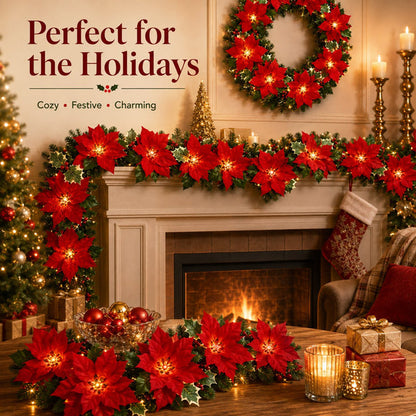 PoinsettiaGlow™ Christmas LED Garland