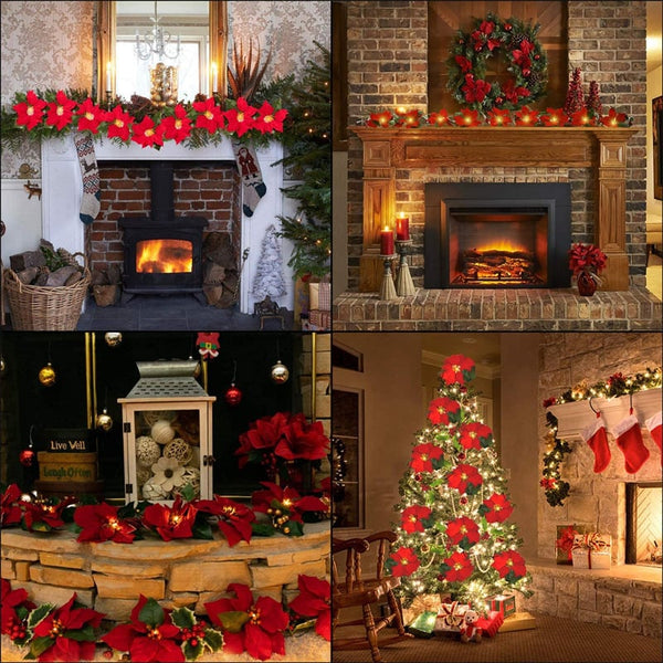 PoinsettiaGlow™ Christmas LED Garland