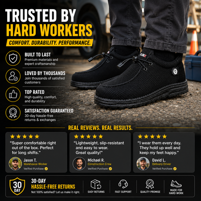 🥾 Lightweight Steel Toe Safety Loafers – Breathable Non-Slip Work Shoes