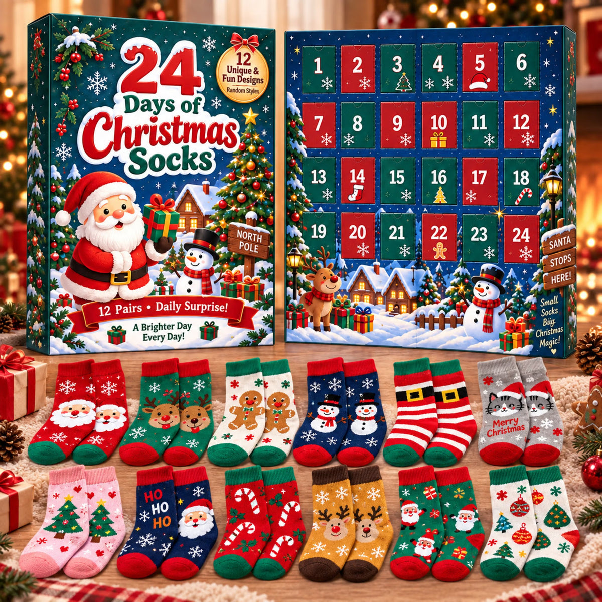 Plonksy™ SockJoy – 24-Day Christmas Sock Advent Calendar