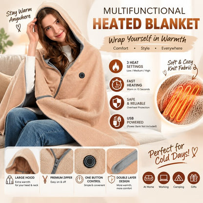 CozyWrap™ Portable Heated Blanket Shawl