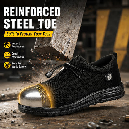 🥾 Lightweight Steel Toe Safety Loafers – Breathable Non-Slip Work Shoes
