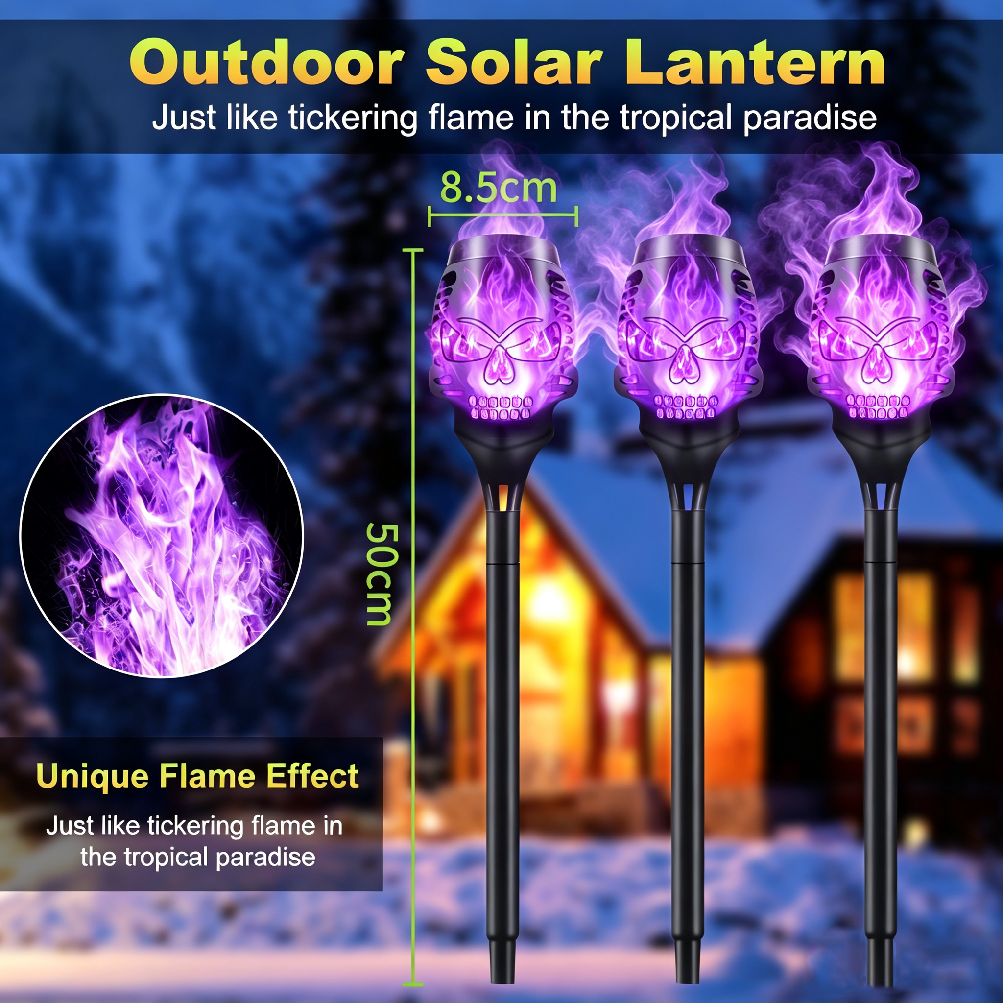 Halloween Solar Skull Flame Lights💀