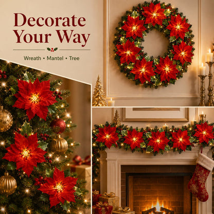PoinsettiaGlow™ Christmas LED Garland