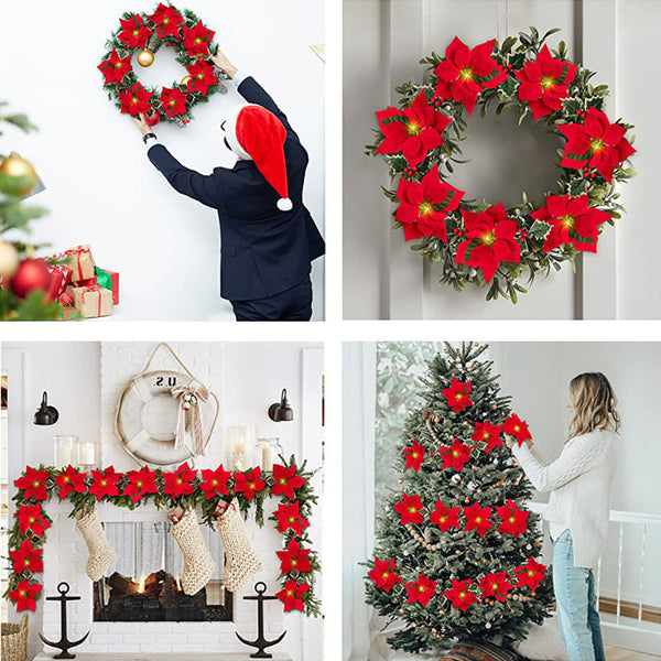 PoinsettiaGlow™ Christmas LED Garland