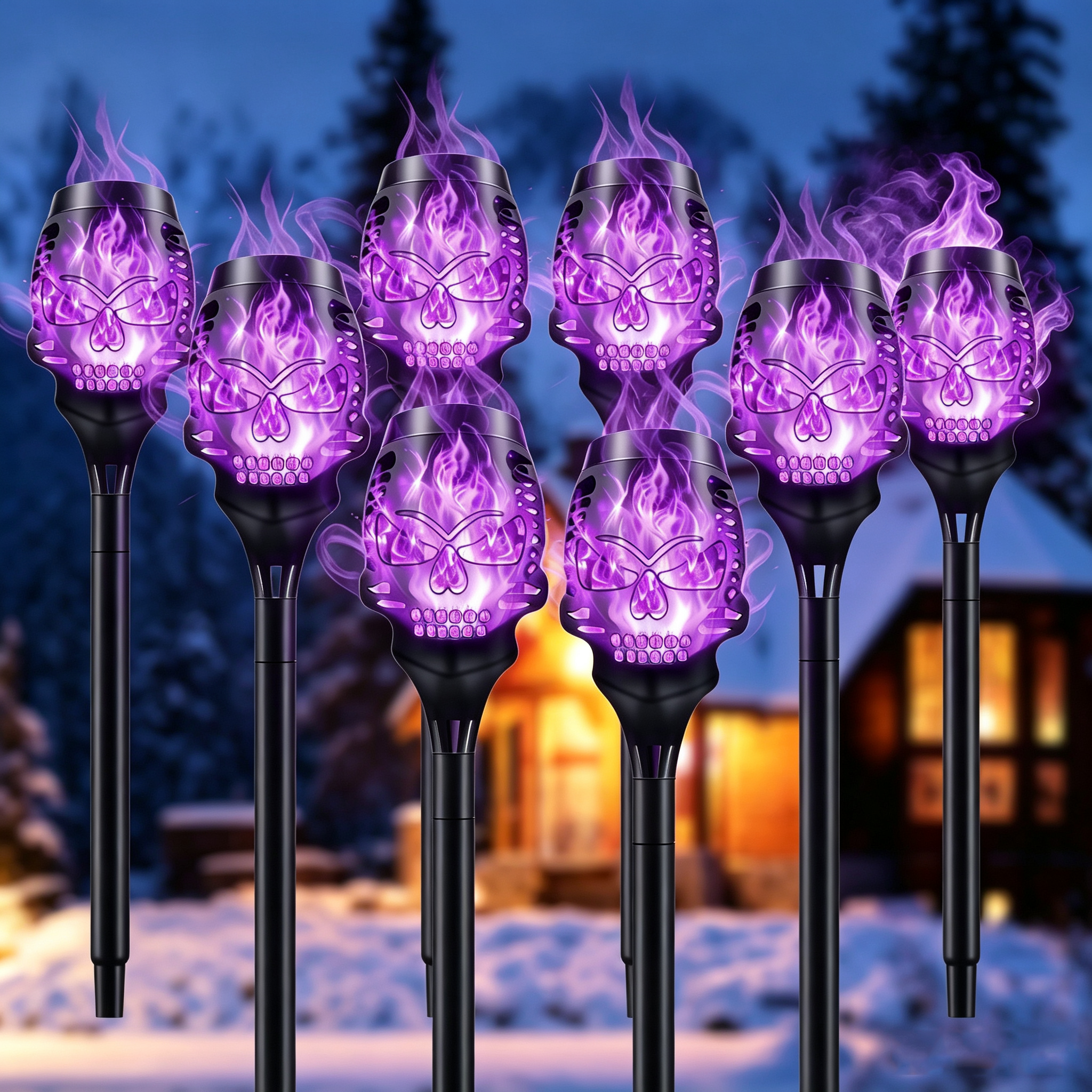 Halloween Solar Skull Flame Lights💀