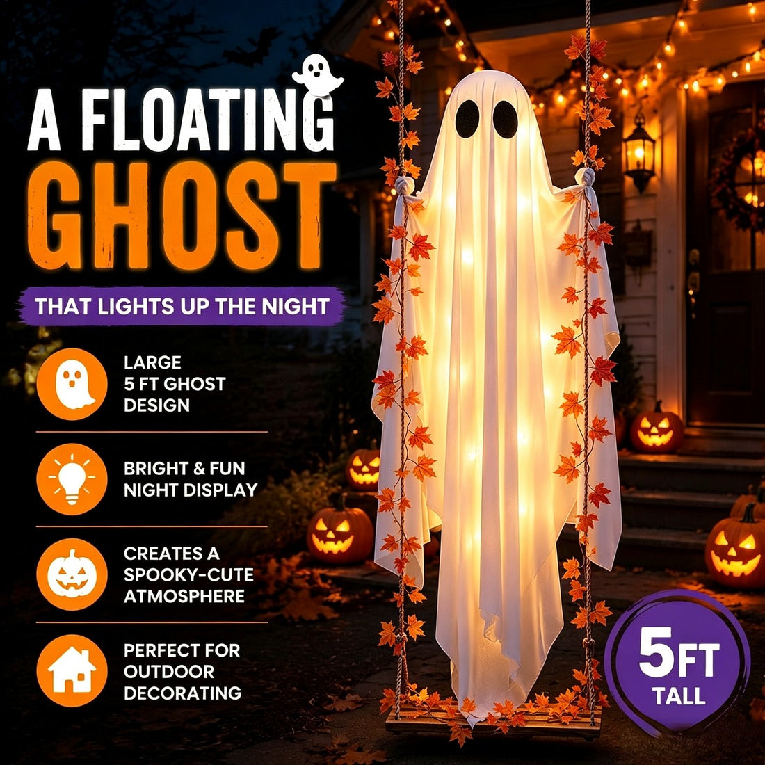 Plonksy™ 5FT Glowing Swing Ghost