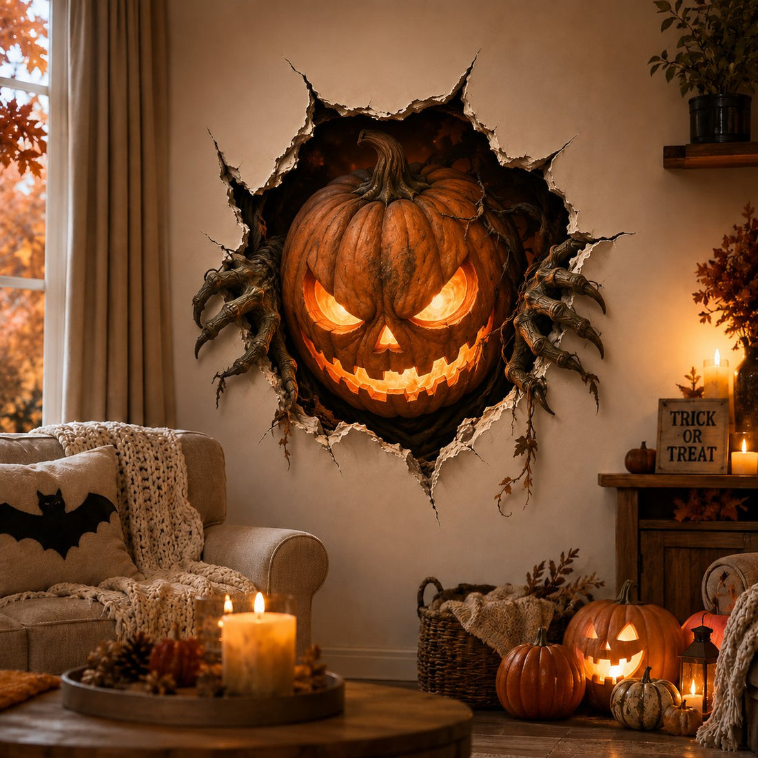 Plonksy™ Halloween Break-In 3D Wall Decals