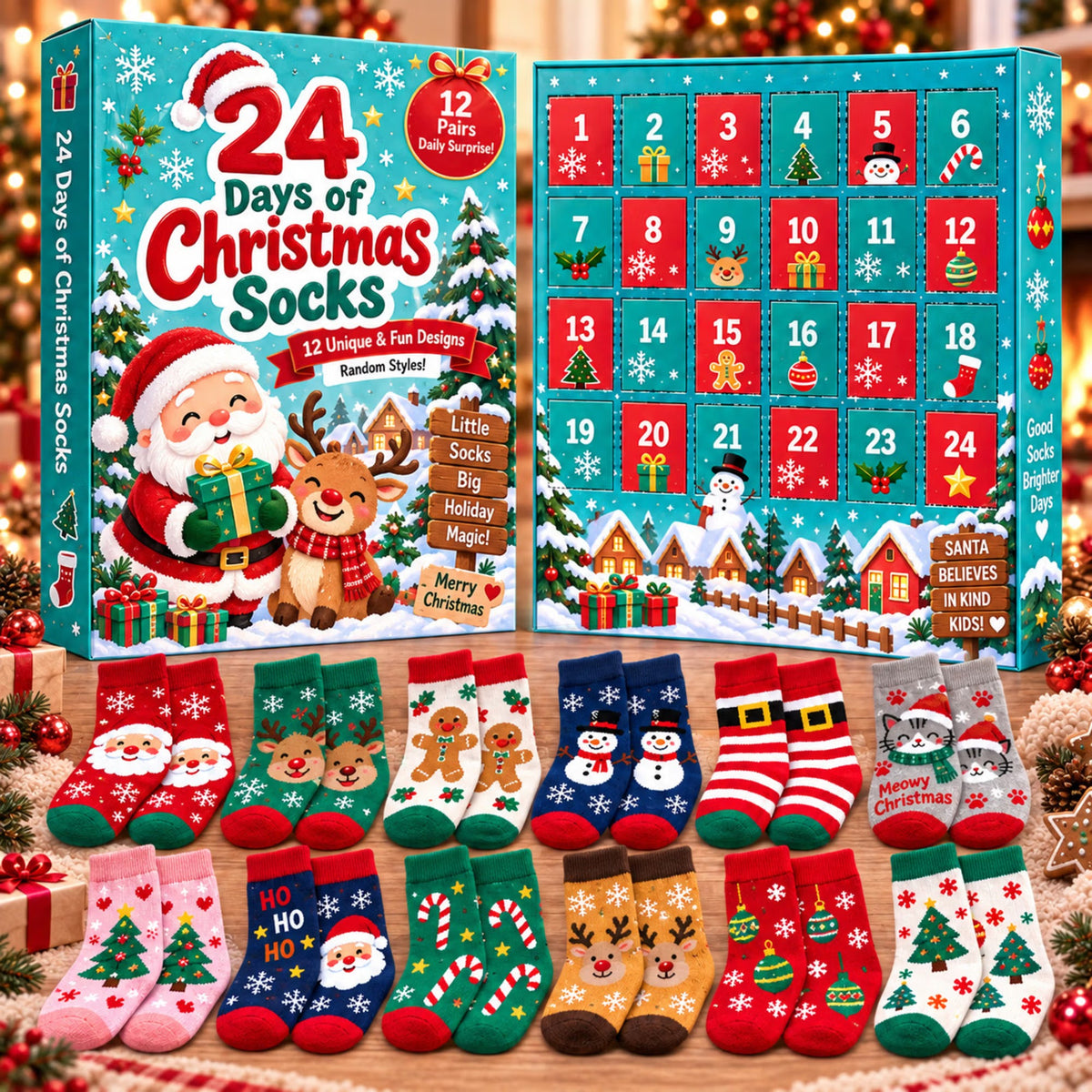 Plonksy™ SockJoy – 24-Day Christmas Sock Advent Calendar