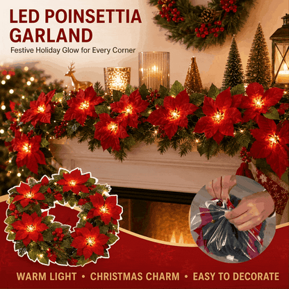 PoinsettiaGlow™ Christmas LED Garland