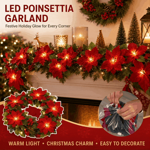 PoinsettiaGlow™ Christmas LED Garland
