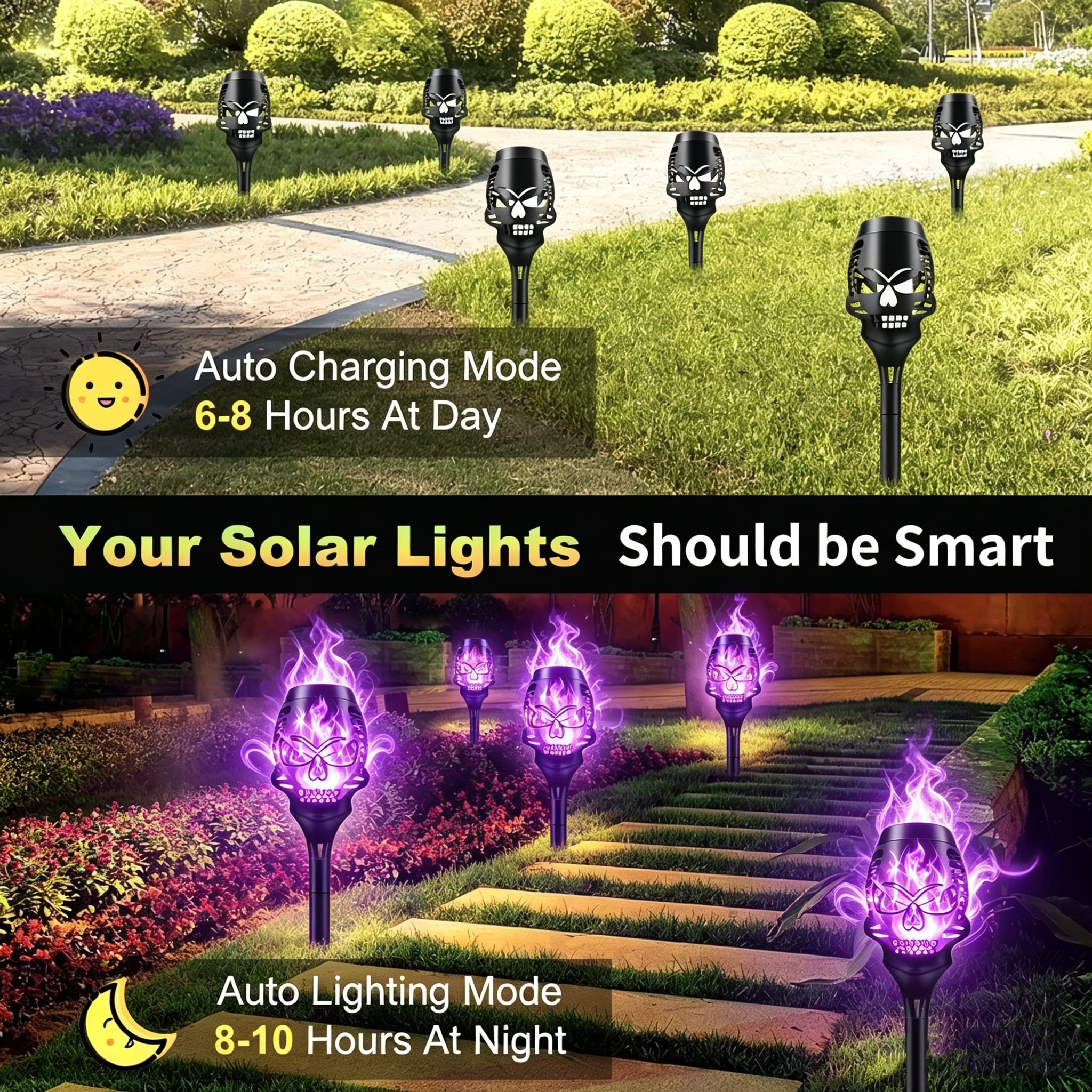 Halloween Solar Skull Flame Lights💀