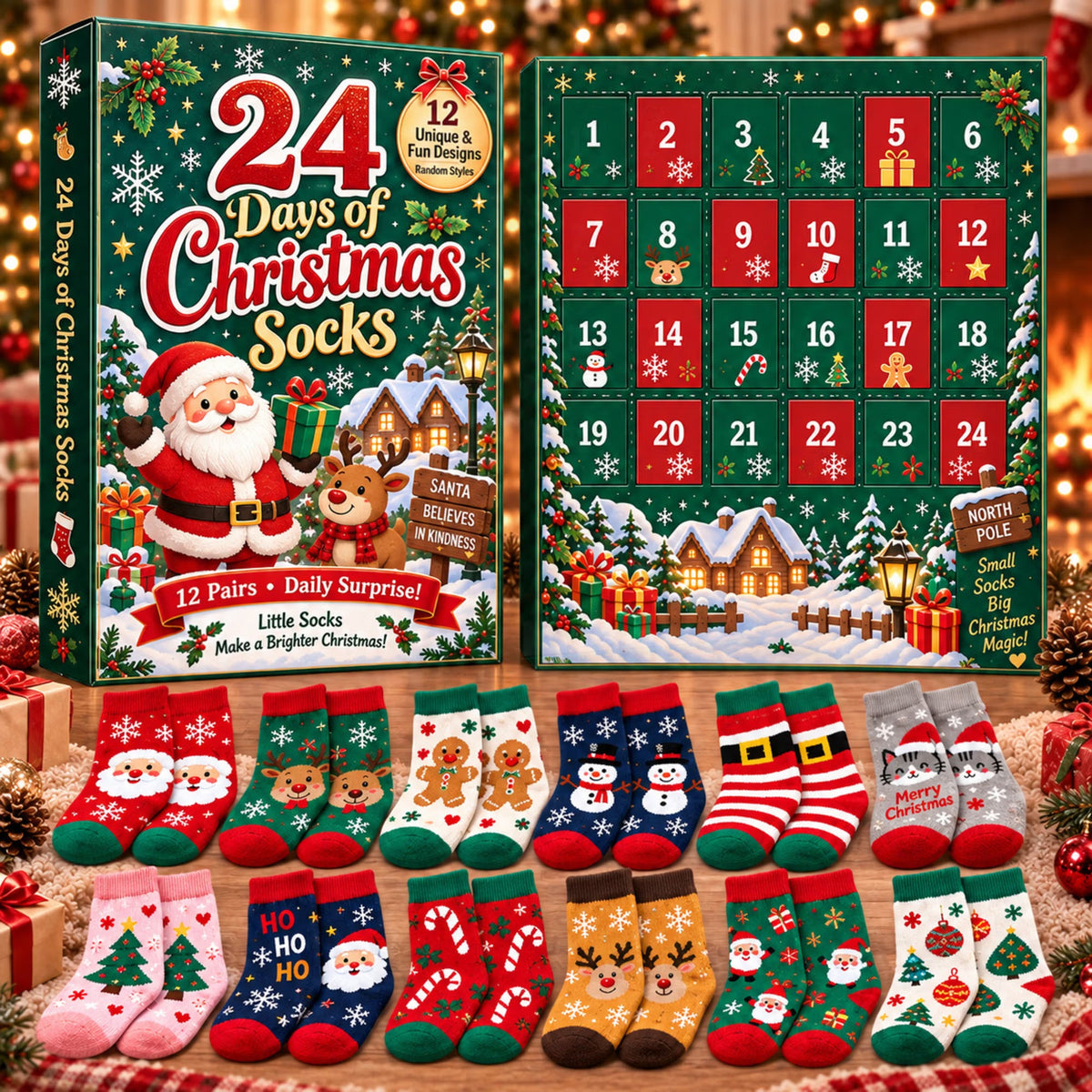 Plonksy™ SockJoy – 24-Day Christmas Sock Advent Calendar