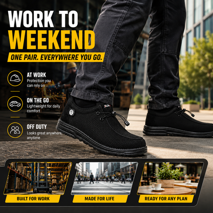 🥾 Lightweight Steel Toe Safety Loafers – Breathable Non-Slip Work Shoes