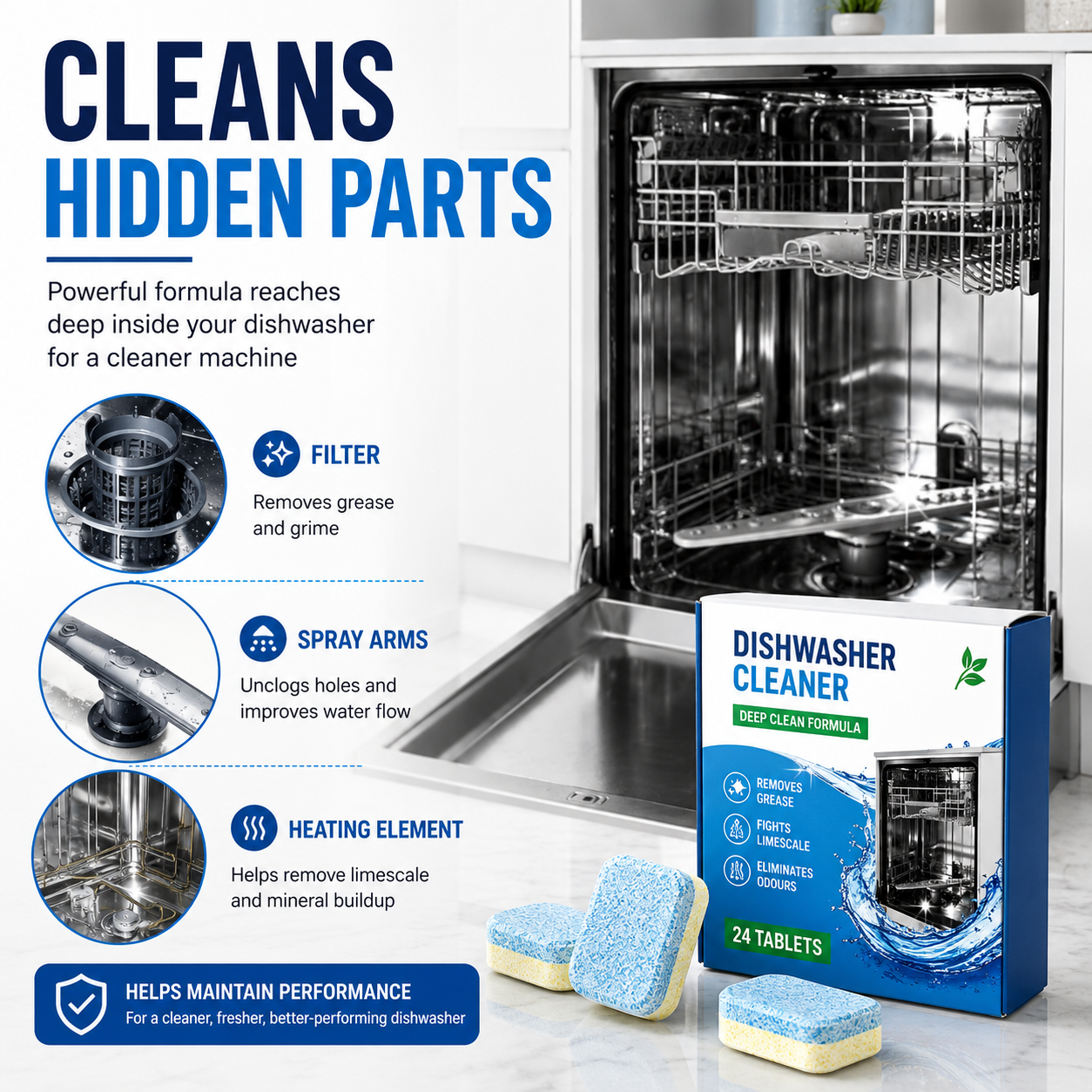 Plonksy™ Dishwasher Cleaner Tablets 12-Pack