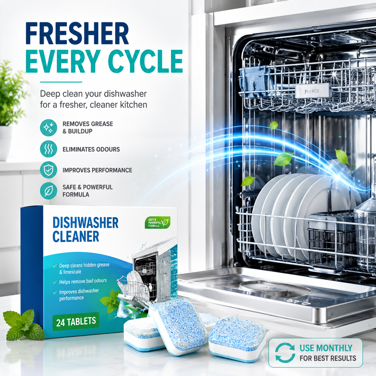 Plonksy™ Dishwasher Cleaner Tablets 12-Pack
