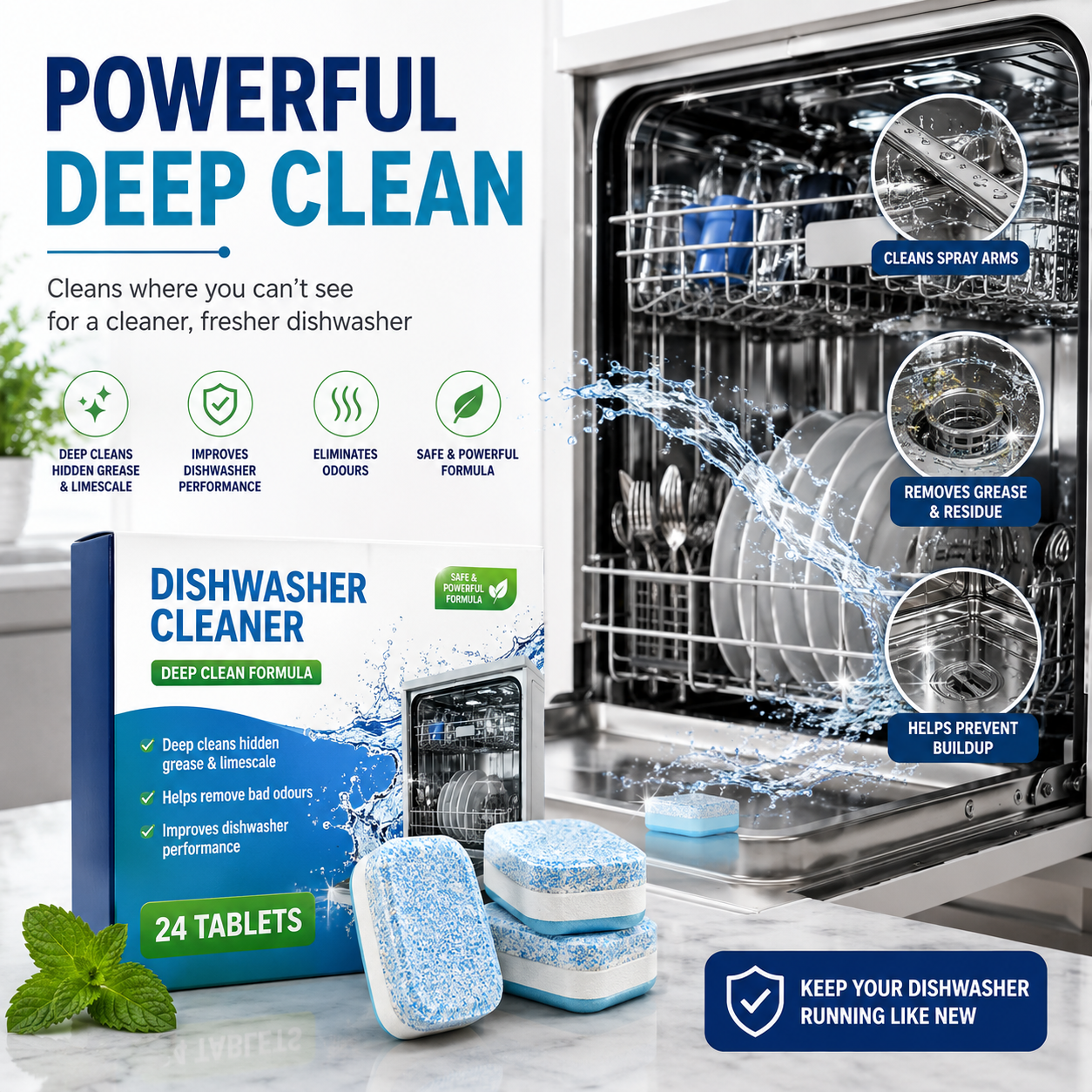 Plonksy™ Dishwasher Cleaner Tablets 12-Pack