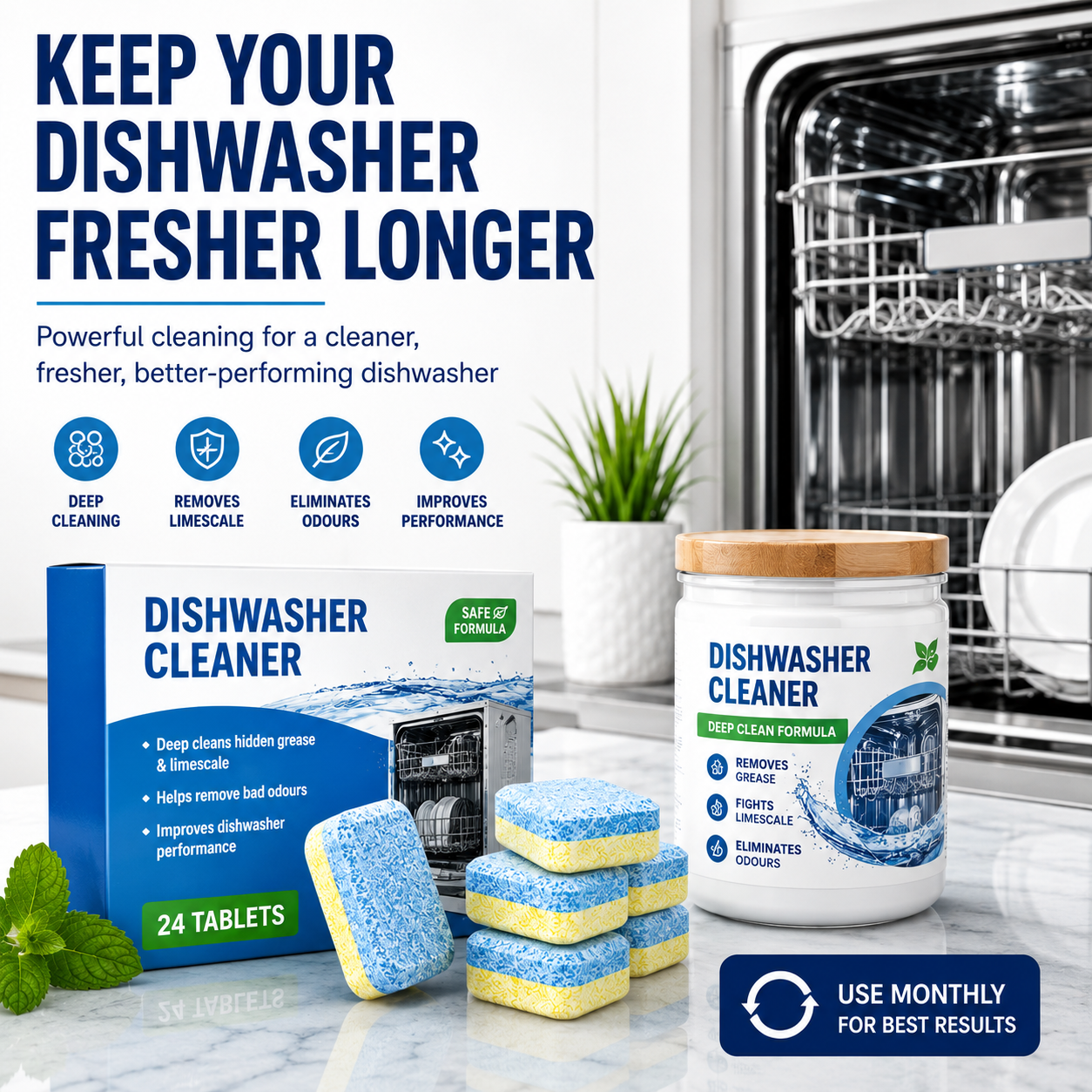 Plonksy™ Dishwasher Cleaner Tablets 12-Pack