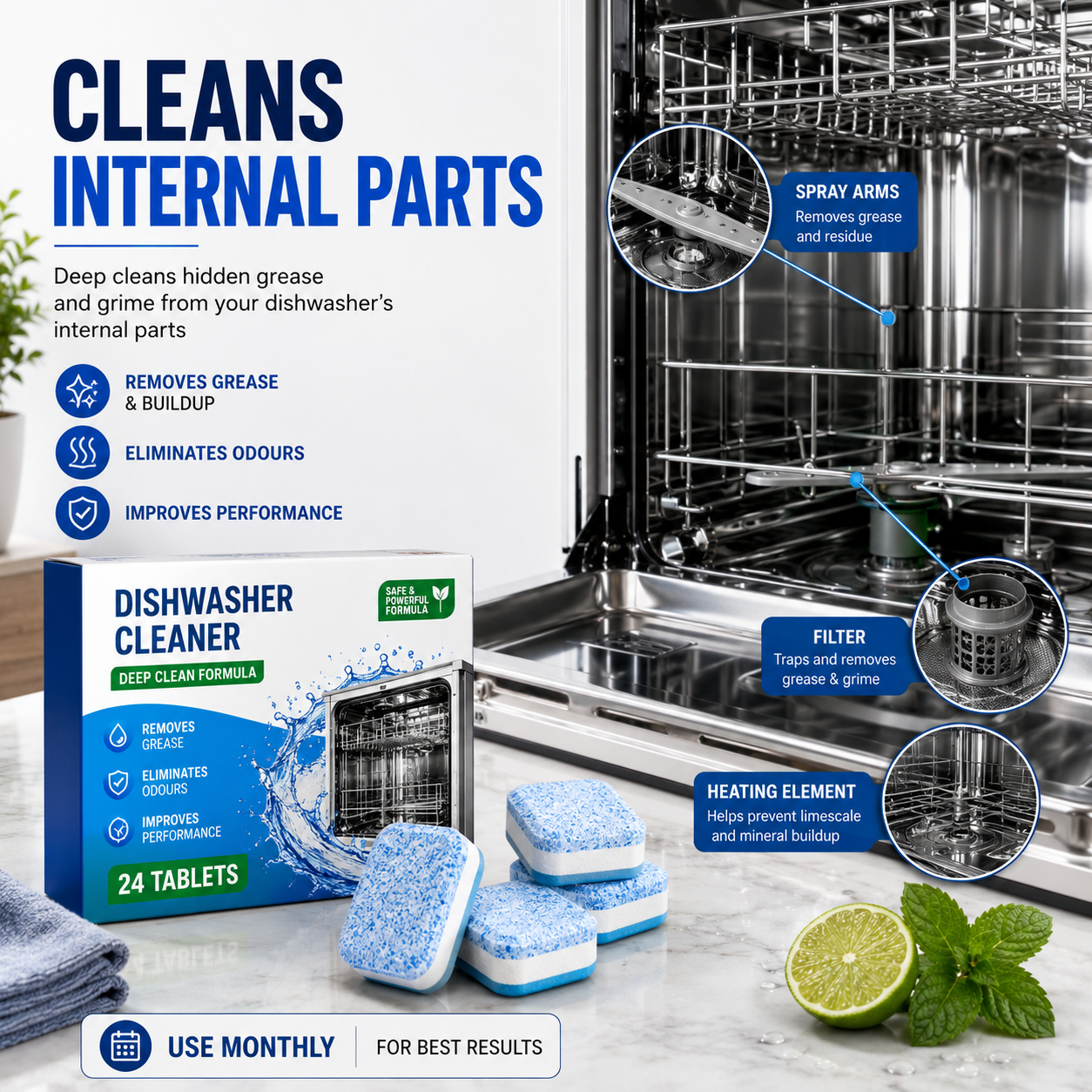 Plonksy™ Dishwasher Cleaner Tablets 12-Pack