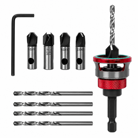 🔥Up to 49% OFF Adjustable Countersink Drill Bit Depth Stop Kit | 4-Flute Wood Drilling Bits