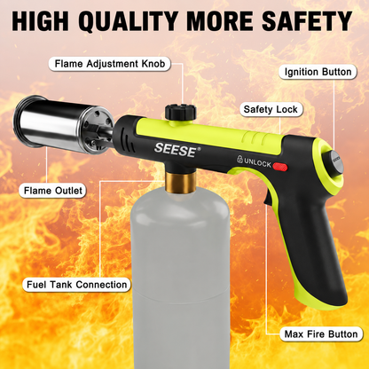 Plonksy™ Powerful Propane Torch – Adjustable Flame & Safety Lock (Tank Not Included)