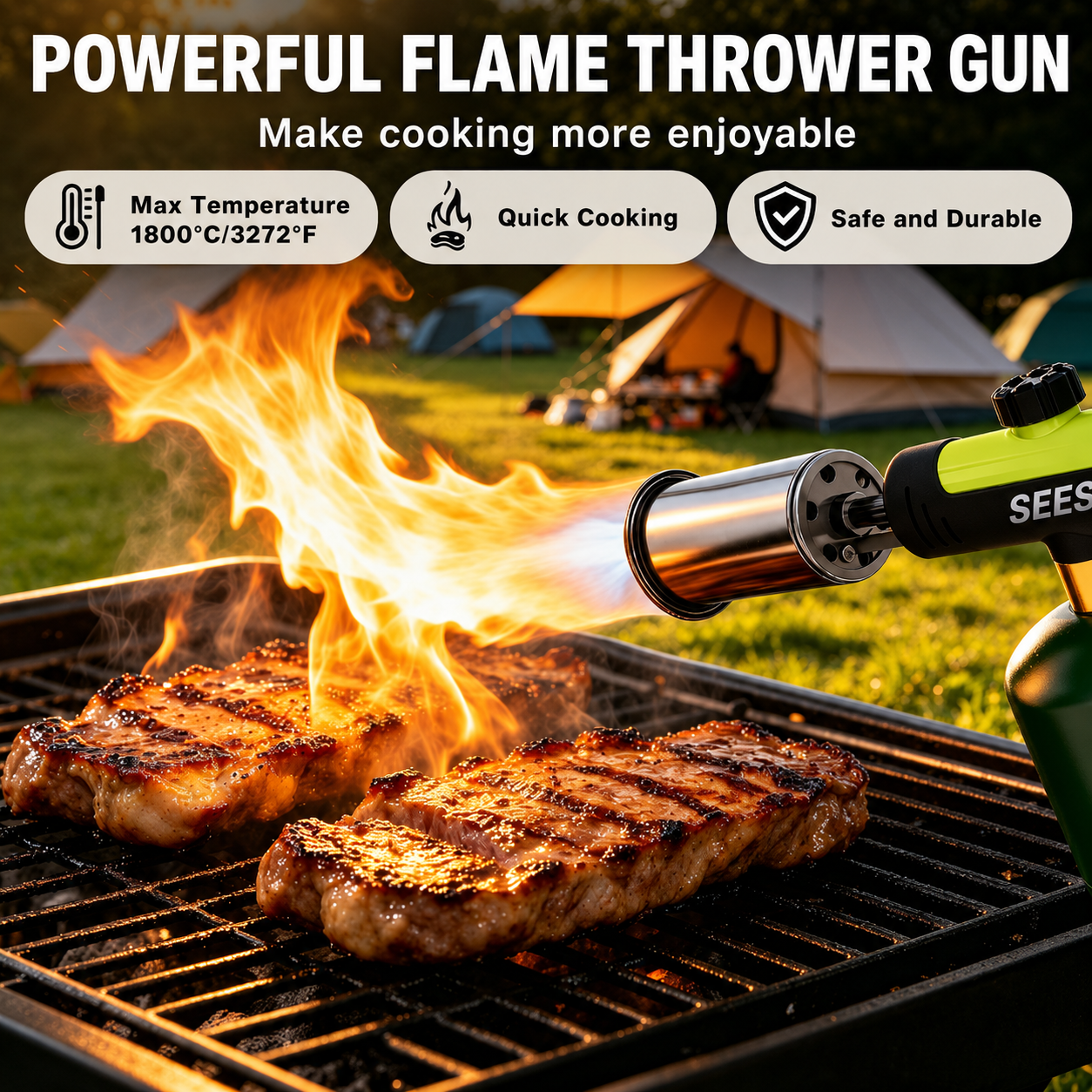 Plonksy™ Powerful Propane Torch – Adjustable Flame & Safety Lock (Tank Not Included)