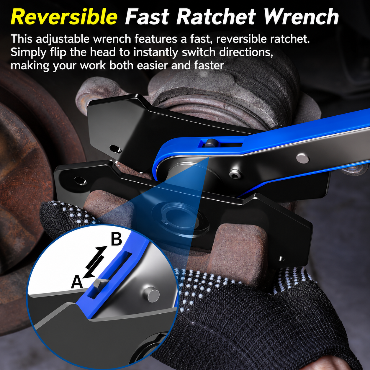 🚗 360° Rotating Ratchet Brake Caliper Tool