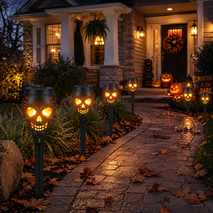 Plonksy™ Solar Skull Torches – Halloween Pathway Lights