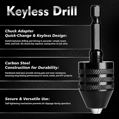 🔧 3-Piece Keyless Drill Chuck Adapter Set, 0.3-3.6mm and 0.6-8mm for Impact Drivers and Power Drills