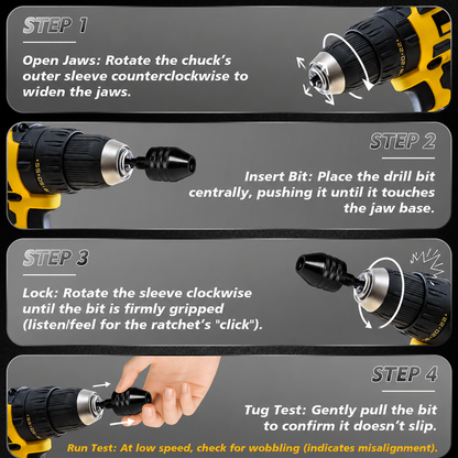 🔧 3-Piece Keyless Drill Chuck Adapter Set, 0.3-3.6mm and 0.6-8mm for Impact Drivers and Power Drills