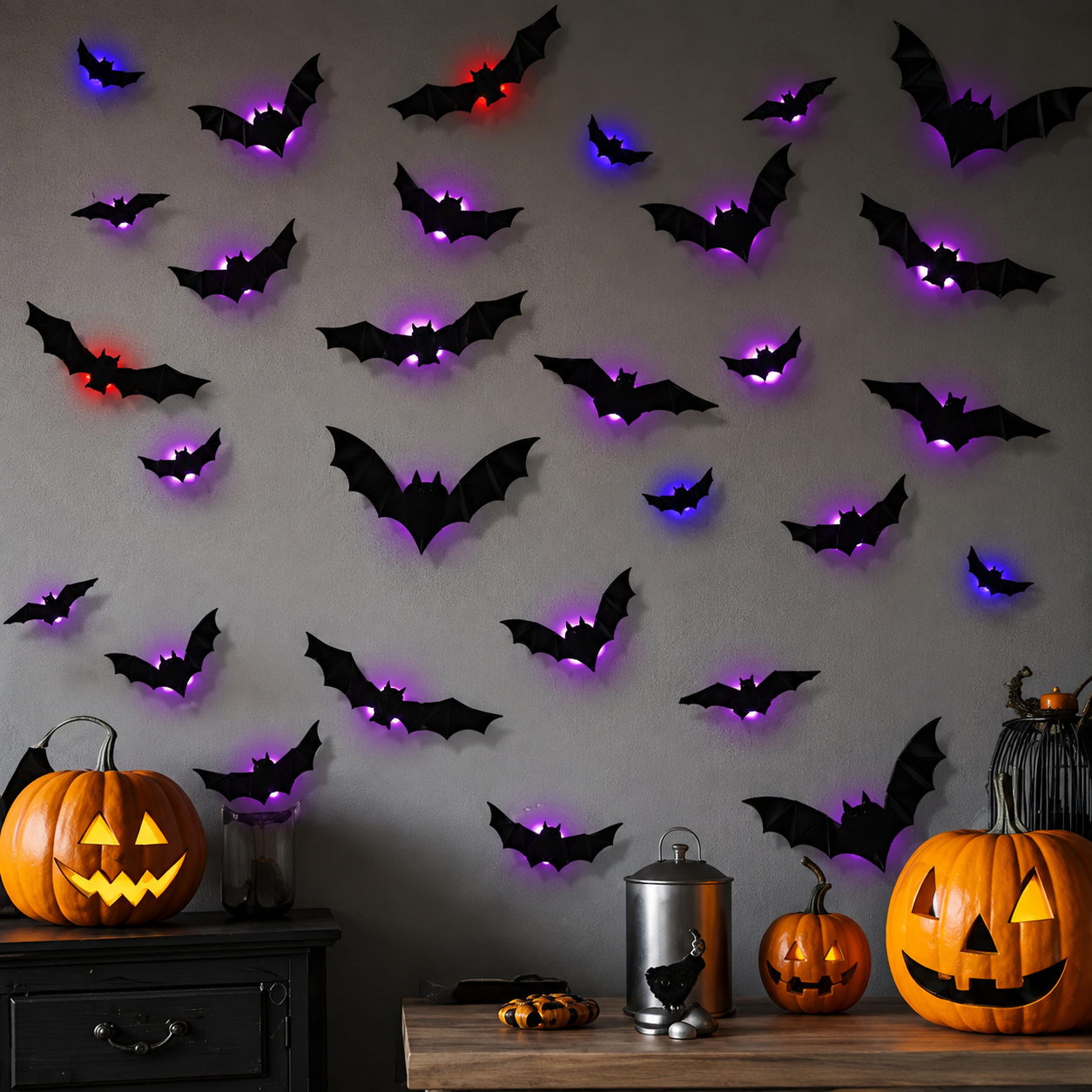 Plonksy™ LED Halloween Bats – Glowing 3D Wall Decor