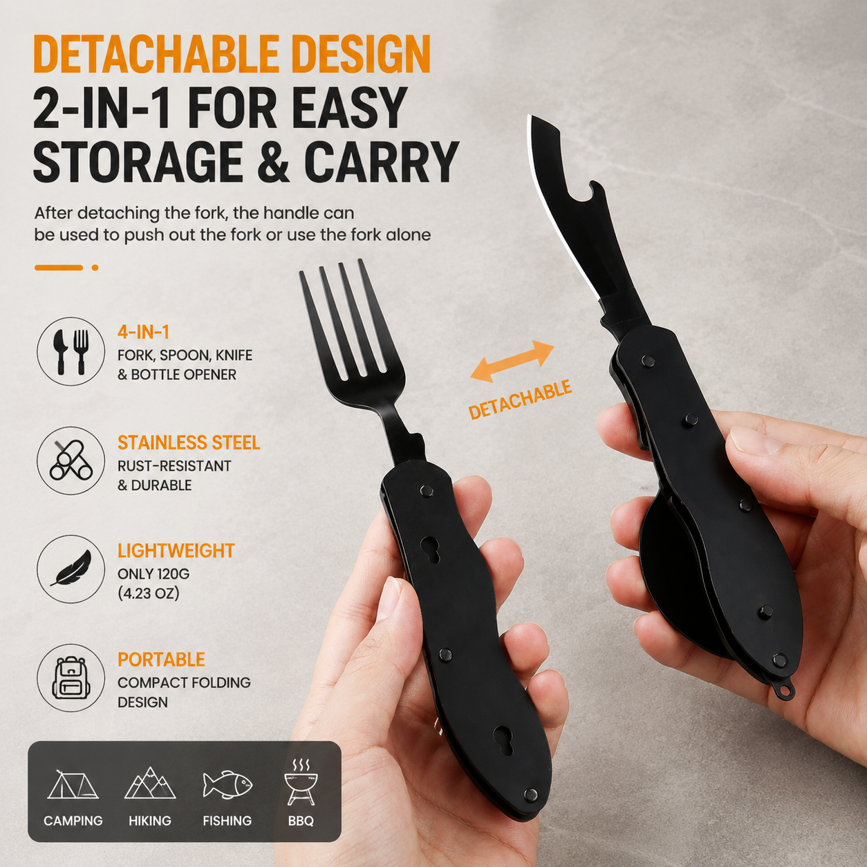 CampMate™ 4-in-1 Detachable Cutlery