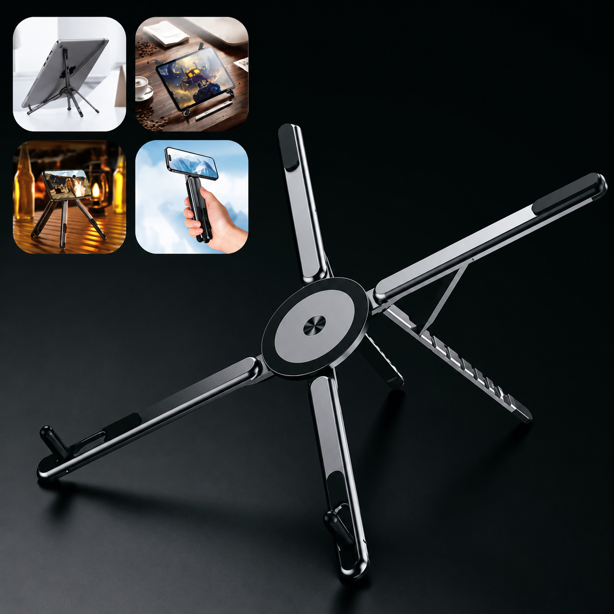 Foldable Portable Laptop Stand for Desk 4-in-1 Adjustable Laptop & Tablet Holder