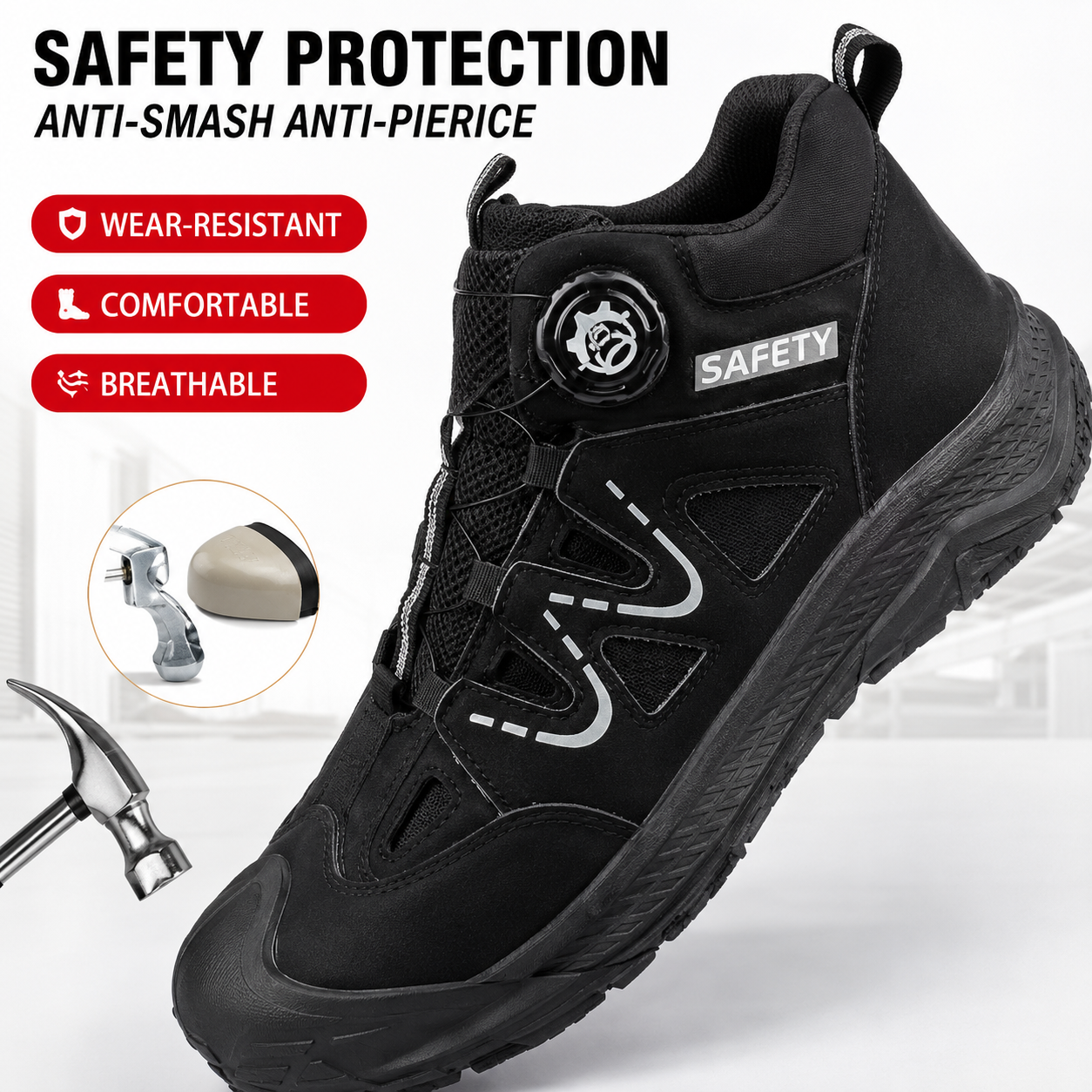 Plonksy™ Steel Toe Safety Shoes – Quick-Lace Tech • Waterproof • Slip-Resistant • All-Day Comfort 😎🛡️