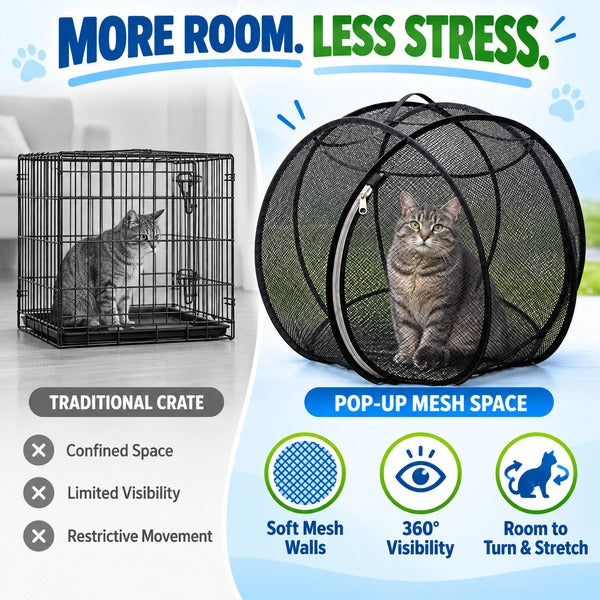 PurrHaven™ Pop-Up Mesh Cat Playpen