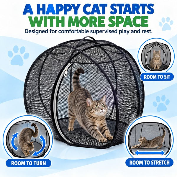 PurrHaven™ Pop-Up Mesh Cat Playpen