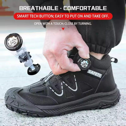 Plonksy™ Steel Toe Safety Shoes – Quick-Lace Tech • Waterproof • Slip-Resistant • All-Day Comfort 😎🛡️