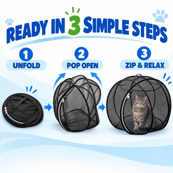 PurrHaven™ Pop-Up Mesh Cat Playpen