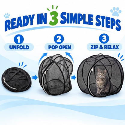 PurrHaven™ Pop-Up Mesh Cat Playpen