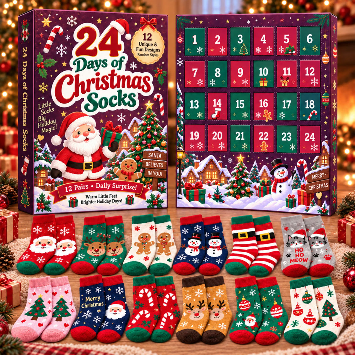Plonksy™ SockJoy – 24-Day Christmas Sock Advent Calendar