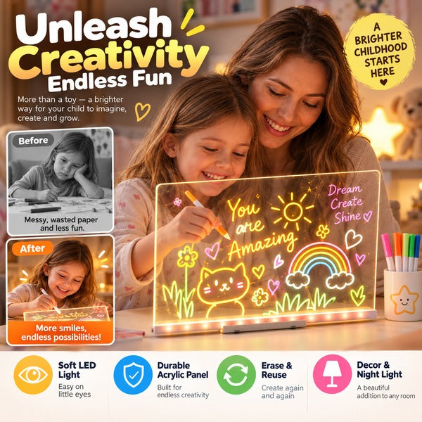 DoodleGlow™ – Erasable LED Drawing Board