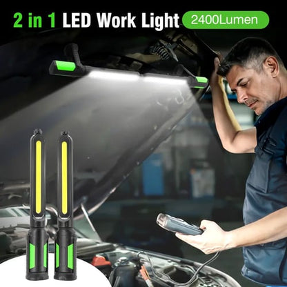 🔥 2400LM Rechargeable LED Work Light – Magnetic & Hanging Shop Light for Auto Repair