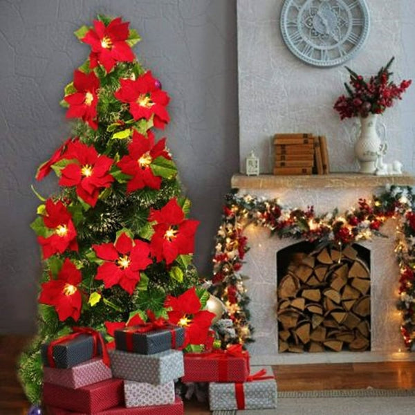 PoinsettiaGlow™ Christmas LED Garland