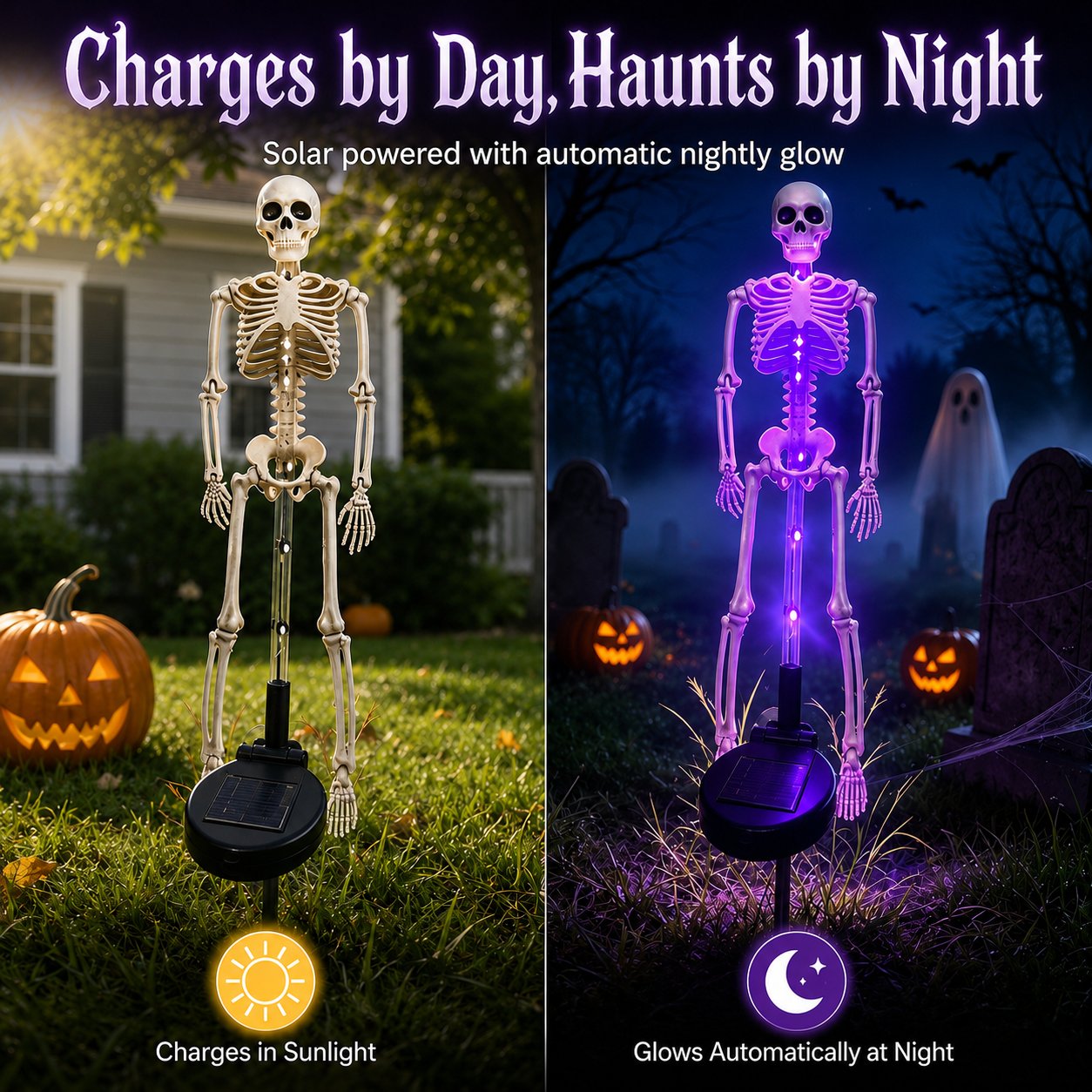 💀Solar Skull Garden Lights with Eerie Color-Changing Glow 🎃